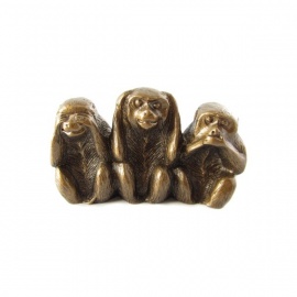 3 singes en résine doré (h5cm)
