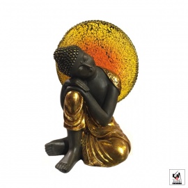 Bouddha endormi AURéOLE en résine noir et or (h23cm)