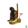 Bouddha endormi AURéOLE en résine noir et or (h23cm)