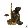 Bouddha endormi AURéOLE en résine noir et or (h23cm)