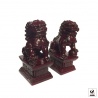 Chiens de Foo sur socle en résine marron (h17cm)