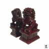 Chiens de Foo sur socle en résine marron (h17cm)