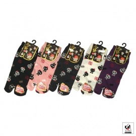 Tabi Socks S - Soquettes à orteil japonaises CRâNES KAWAii かわいいドクロ (extensible t34 à t39)