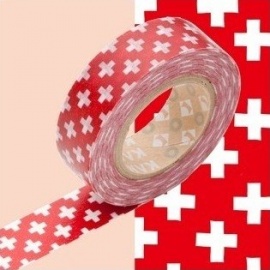 masking tape déco cross carmine (croix rouge carmin) 15mm*10m