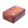 Boîte en bois de sheesham ETOiLES, LUNE et SOLEiL (L15.5cm)