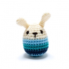 Hochet LAPiN bleu en crochet fait main 100% acrylique (h10cm)