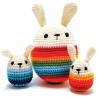 Hochet LAPiN rouge en crochet fait main 100% acrylique (h10cm)