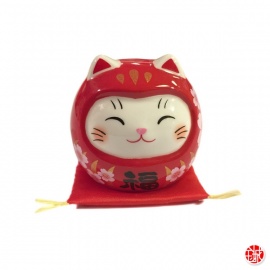 Maneki Neko DARUMA SAKURA rouge (h5.2cm)