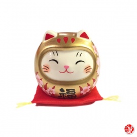 Maneki Neko 招き猫 DARUMANEKi SAKURA doré (h5.2cm)