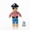 Hochet peluche PiRATE en crochet fait main 100% coton (h18cm)