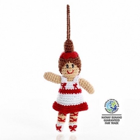 Peluche mini BALLERiNE en crochet fait main 100% coton (h16cm)