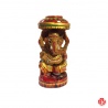 Ganesh assis sous un parasol en bois sculpté et peint à la main (h11cm)