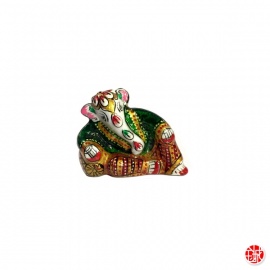 Ganesh allongé en aluminium peint à l'émail vert (h3.5cm)