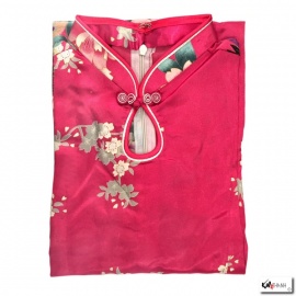 Robe goutte courte imprimé FLEURS & PAON fushia