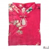 Robe goutte imprimé FLEURS & PAON noir bord fushia