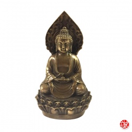 Bouddha AMiTA assis sur lotus en bronze (h14cm)