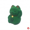 Maneki neko RONd-RONd VERT en argile blanche (h5cm)