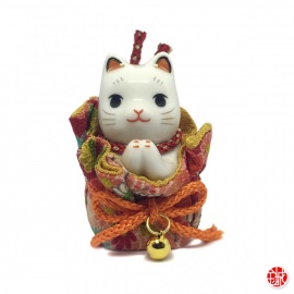 Maneki Neko 招き猫 PRièRE dans une POChETTE en porcelaine japonaise h6.5cm