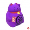 Tirelire Maneki neko DODU en argile blanche ViOLET (Sagesse) h8cm