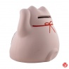 Tirelire Maneki neko DODU en argile blanche ROSE (Amour) h8cm