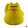 Tirelire Maneki neko DODU en argile blanche JAUNE (Couple) h8cm