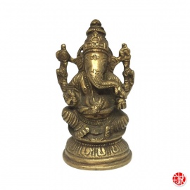Ganesh assis sur lotus en laiton (h13cm)