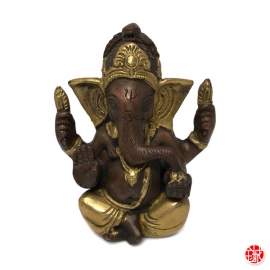 Ganesh en laiton couleur bronze et doré (h12cm)