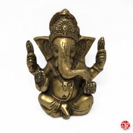 Ganesh en laiton couleur bronze et doré (h12cm)