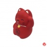 Maneki neko RONd-RONd ROUGE en argile blanche (h5cm)