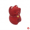 Maneki neko RONd-RONd ROUGE en argile blanche (h5cm)