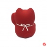 Maneki neko RONd-RONd ROUGE en argile blanche (h5cm)