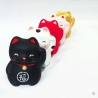 Maneki neko RONd-RONd NOiR en argile blanche