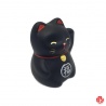 Maneki neko RONd-RONd NOiR en argile blanche (h5cm)