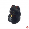 Maneki neko RONd-RONd NOiR en argile blanche (h5cm)