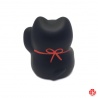 Maneki neko RONd-RONd NOiR en argile blanche (h5cm)