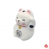 Maneki neko RONd-RONd BLANC en argile blanche (h5cm)