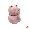 Maneki neko RONd-RONd ROSE en argile blanche (h5cm)