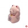 Maneki neko RONd-RONd ROSE en argile blanche (h5cm)