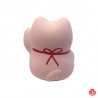 Maneki neko RONd-RONd ROSE en argile blanche (h5cm)