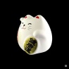 Maneki neko DODU en argile blanche BLANC (Bonheur) 5.5cm