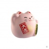 Maneki neko DODU en argile blanche ROSE (Amour) 5.5cm