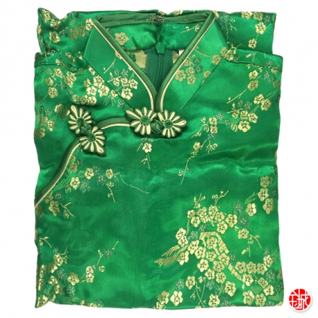 Robe chinoise (qipao 旗袍) enfant VERT motif 3 AMiS OR