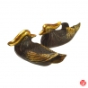 Couple de canards mandarins (Fidélité 鸳鸯 Yuānyāng) en bronze (L13.5cm)