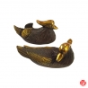 Couple de canards mandarins (Fidélité 鸳鸯 Yuānyāng) en bronze (L13.5cm)