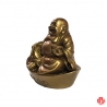 Bouddha Hotei sur lingot en résine doré (h7.5cm)