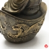 Bouddha de la prospérité Hotei 布袋 assis sur lingot Dragon et Phoenix en cuivre (h10cm)