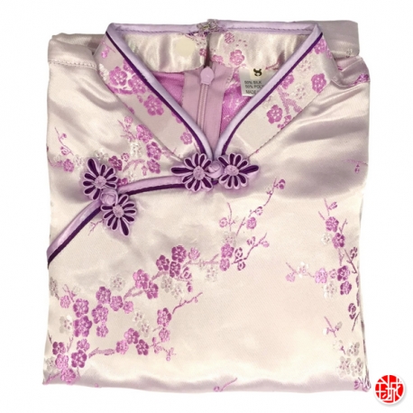 Robe chinoise (qipao 旗袍) enfant ViOLET CLAiR motif CERiSiER