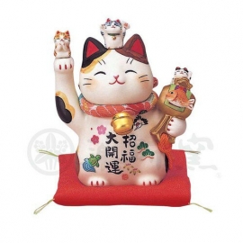 Maneki Neko 招き猫 TOUS les BONhEURS miké en porcelaine japonaise (h11cm)