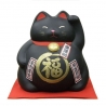 Tirelire Maneki neko BiG DODU en argile blanche NOiR (Chance) h21cm