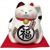 Tirelire Maneki neko BiG DODU en argile blanche BLANC (Bonheur) h21cm